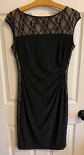 Black Chaps Women's Dress | Size Medium | Floral Lace Overlay