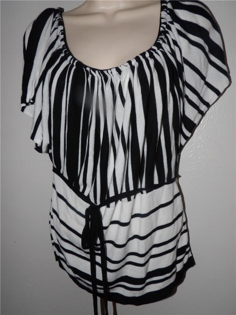 michael simon black white stripes string short sl… - image 1