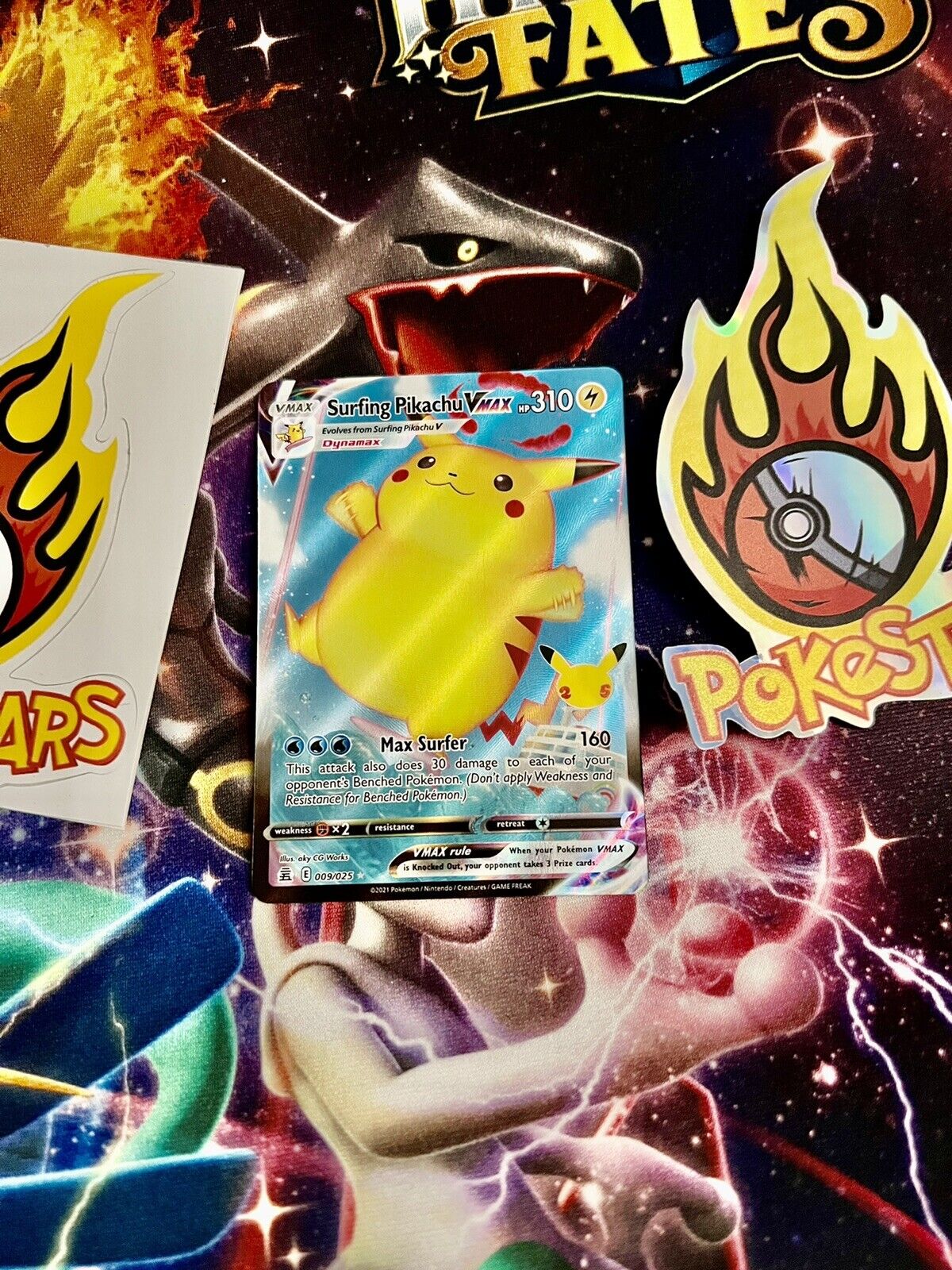 Surfing Pikachu VMAX Pokemon Card Celebrations #9 Full Art Holo GMA 10  GEM-MT - Big Bear Coin & Collectible