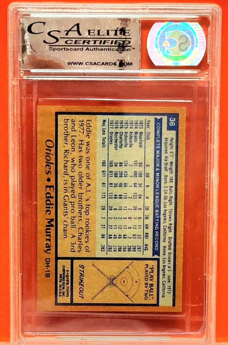 1978 TOPPS EDDIE MURRAY CSA 10 GEM MINT - STUNNING CARD!!! | eBay