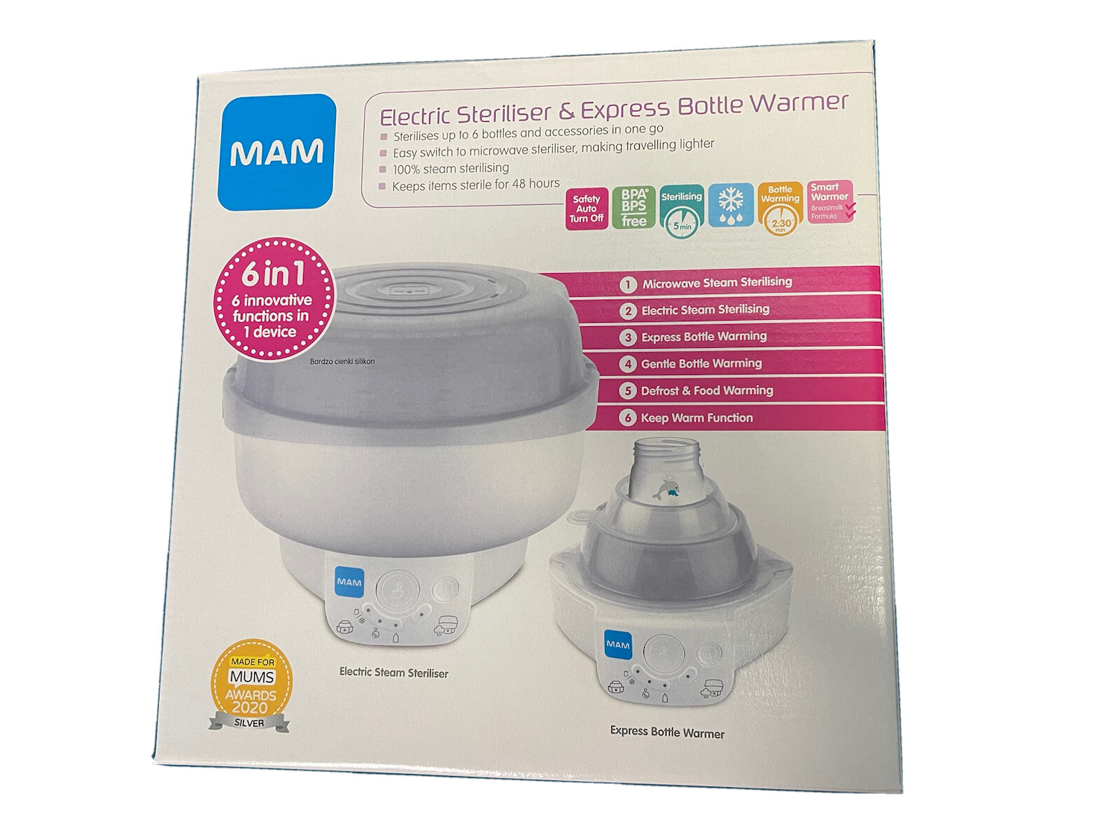 MAM STE0202 6 in 1 Electric Steriliser Express Bottle Warmer for sale
