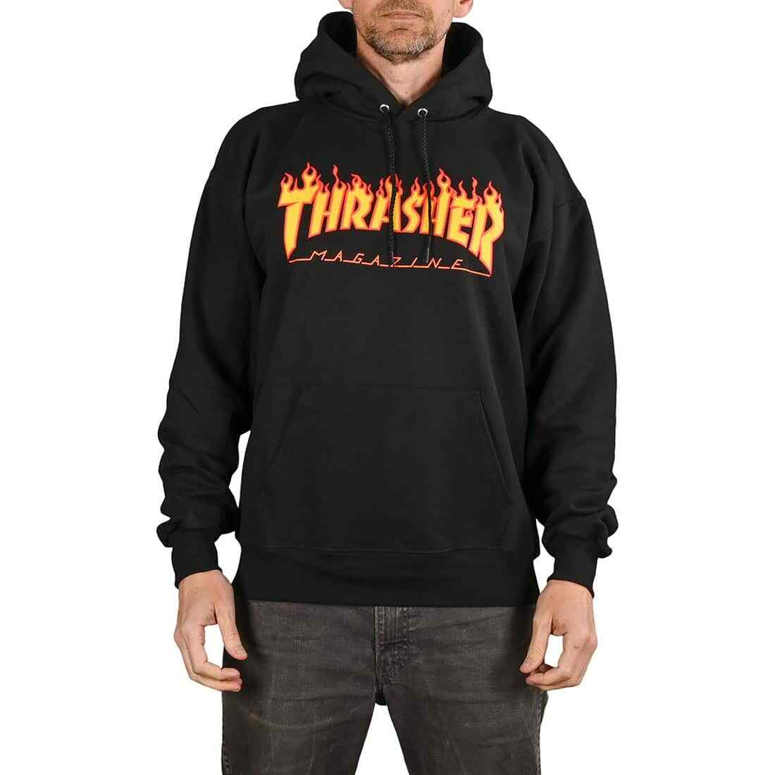 Thrasher Sudadera Con Capucha Tipo Jersey Flame Logo - Negro