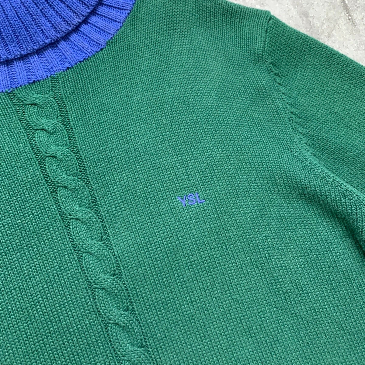 FELPA MAGLIONE DA UOMO VERDE A MAGLIA SAINT LAURENT JEANS YSL TAGLIA M