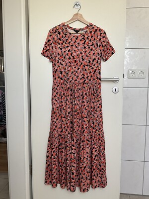 SAINT + SOFIA Damen Maxikleid Gr. S Orange Gemustert Jersey Stretch