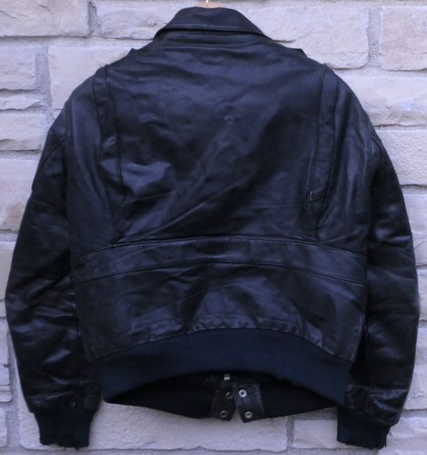 VINTAGE BERMAN'S MILITARY POLICE STYLE SCHWARZE LEDERJACKE HERREN USA GRÖSSE 40 - Bild 4 von 12