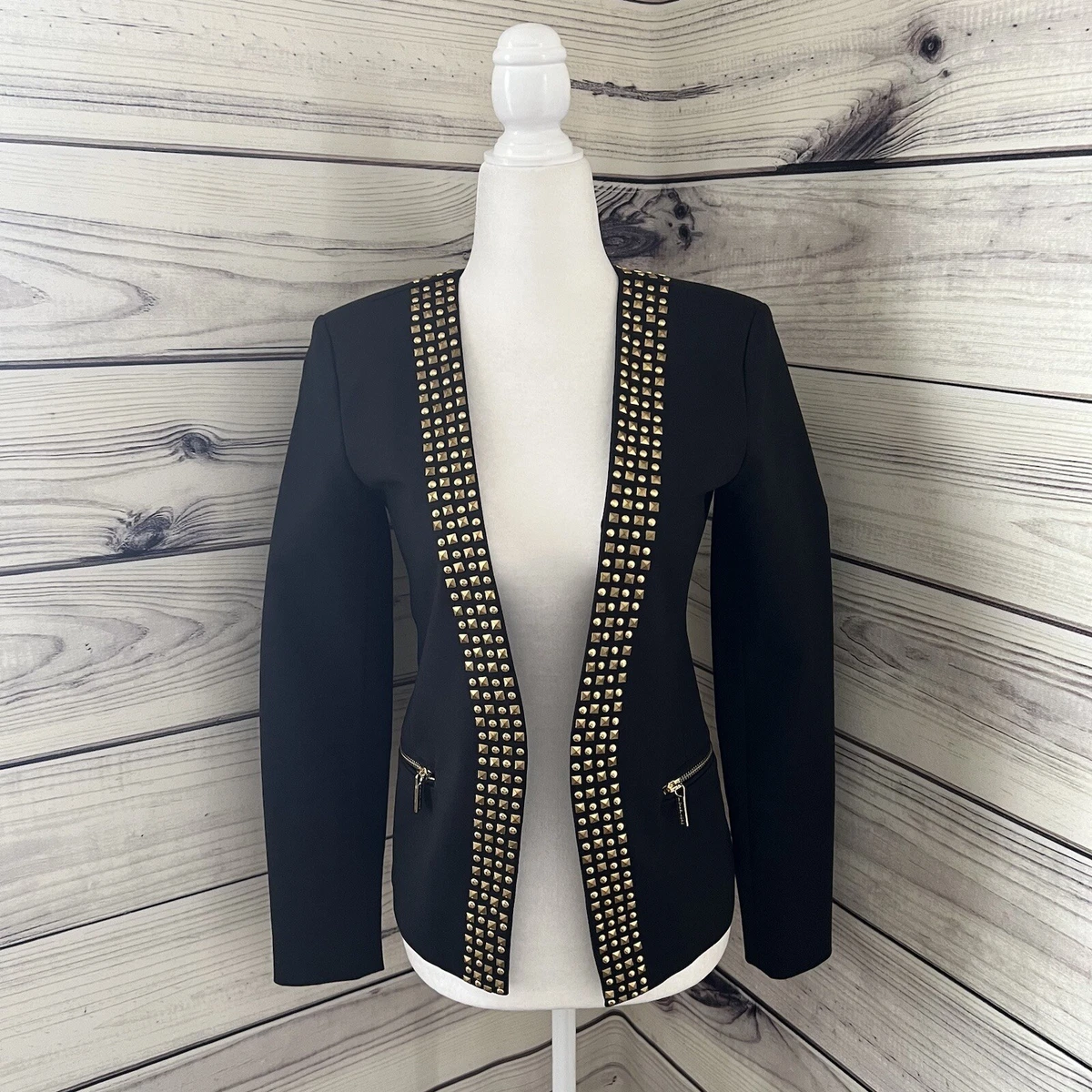 Michael kors black jacket with hotsell gold zipper