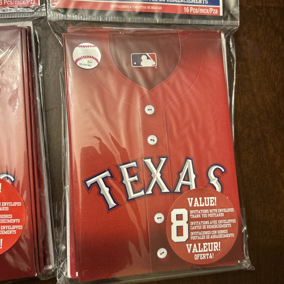 Texas Rangers MLB Pro Baseball Party Invitations & Thank You Notes Cards  (16 ) - Image 2 of 4