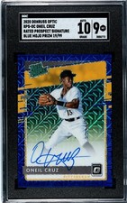 2021 Donruss Optic Oneil Cruz BLUE MOJO PRIZM /99 SGC 9 w/10 AUTO