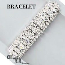 CLASSIC CLEAR CRYSTAL BRACELET RHINESTONE CRYSTAL FORMAL WEDDING CHIC  TRENDY 