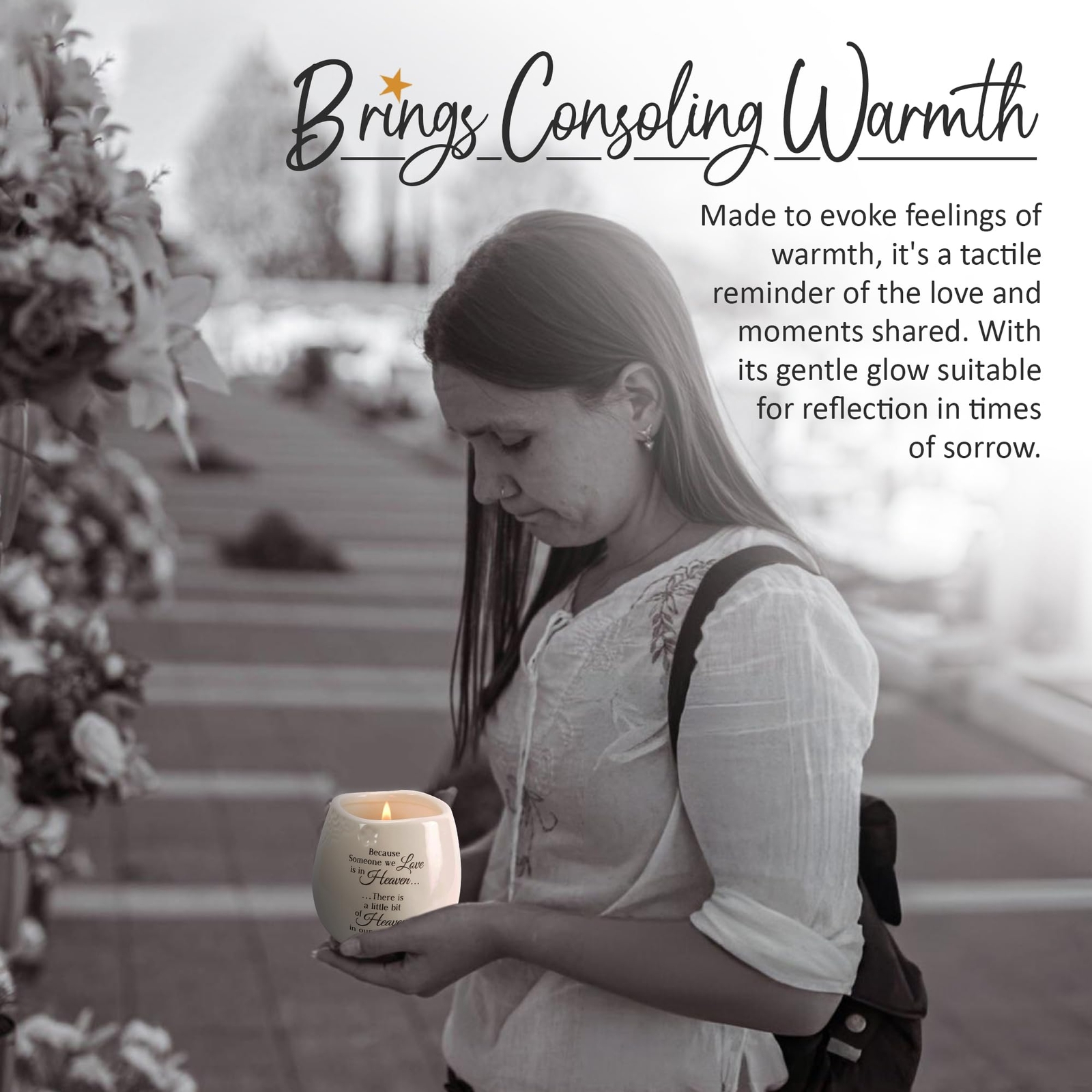 8 oz Off White Soy Wax Candle with Floral Scent Ideal Sympathy Gift