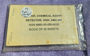 VGH M8 Chemical Agent Detector Paper NOS in original plastic bag, book 25 sheets