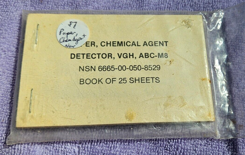 VGH M8 Chemical Agent Detector Paper NOS in original plastic bag, book 25 sheets