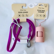 Dog Wild one dog leash Pink 2 Length Options Size : S  Poop Bag Carrier