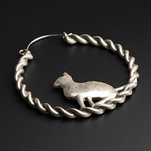 Boucles D'oreilles Créoles Chat Assis Argent - Stretch It - Neuf Avec étiquettes