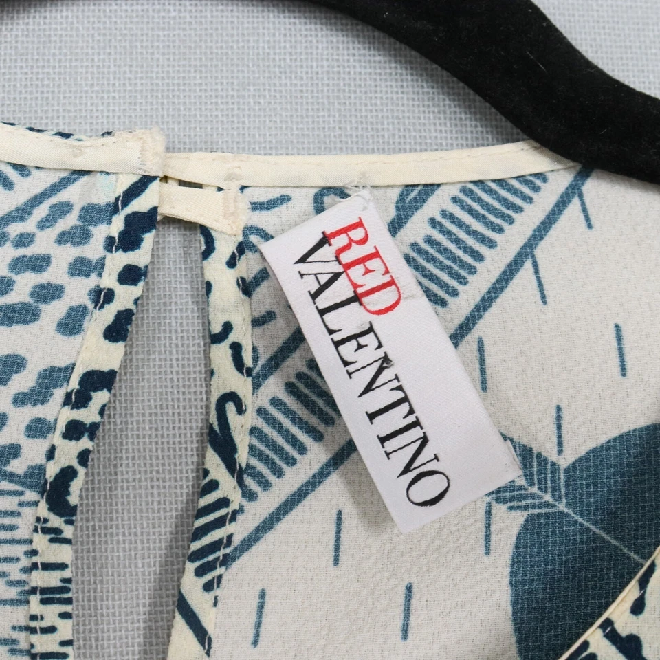 Red Valentino Mini Dress Womens Size Small Ivory Chiffon Hearts Dolman Sleeve - Image 4 of 4