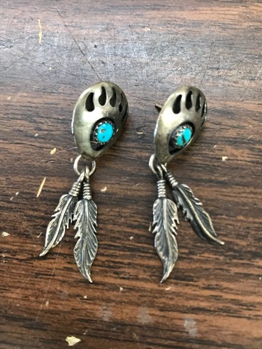 sterling silver and turquoise bear paw earrings