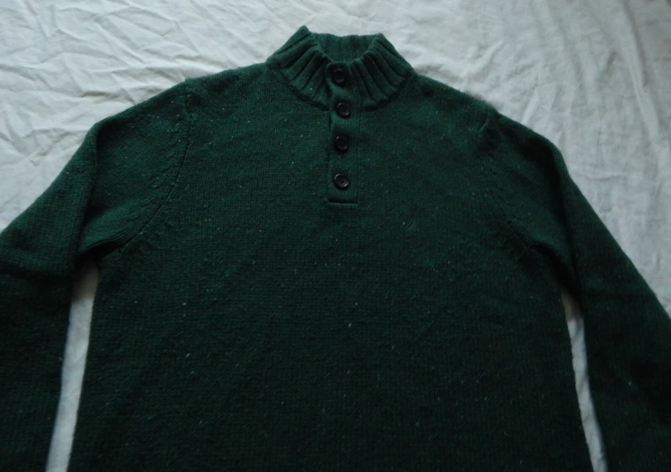 Suéter Pullover Cuello Henley Verde Cuello Alto - Mediano Para Hombre Mezcla de Lana Náutica Foto 4 de 4