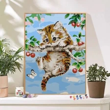NEW Cute cat landscape healing high aesthetic stress relief oil painting