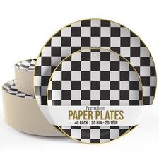 Trendables Heavy Duty Paper Plates Bulk 40 Pcs Disposable Party Plates - 20 X...