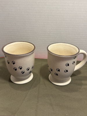 Boyds Bearware Pottery Works Mugs BEAR PAW PRINTS 2 The Boyds Collection Vtg '02