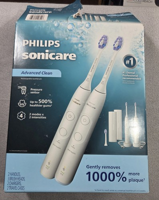 #ad Philips Sonicare Advanced Clean Electric Toothbrush 2 Pack Handles 3 Heads $59.99