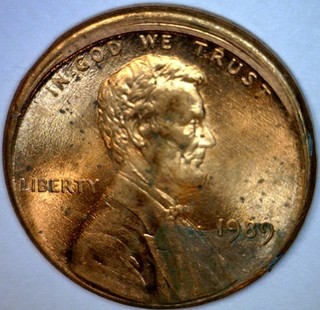 1989 ERROR OFF CENTER Lincoln Cent Coin Unc. / BU 1c START NR AUCTION