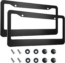 Matte Black License Plate Frame 2-pack Solid Aluminum 2-hol Color Wide Black
