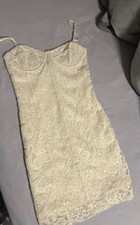 Damen Spitzen-Trägerkleid Weiß Kurz Spaghet...
