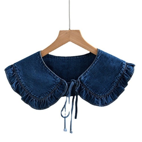 Ruffle Shirt Fake Collar Detachable Tie Denim Fake Shoulder Women - Picture 4 of 8