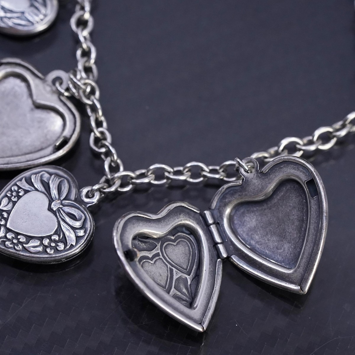 7.25”, Catherine Popesco French silver bracelet with heart photo 