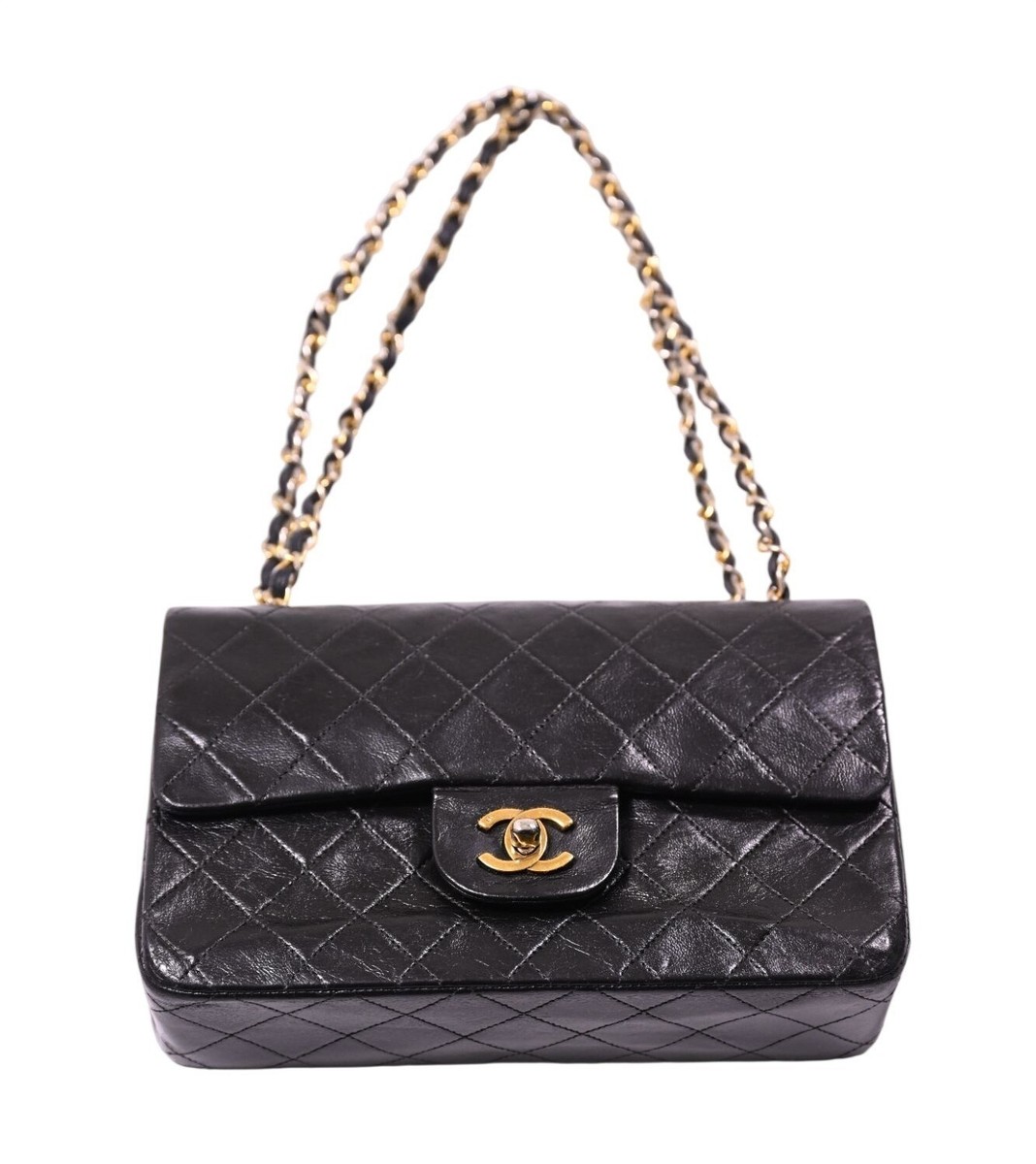 80〜90s vintage CHANEL ロゴキャプ　ブラック　黒　当時モノ Chanel Vintage 90s Classic Small Double Flap Bag in Black | eBay