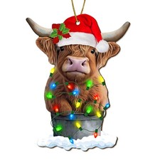 365RUSTIC Highland Cow Christmas Tree Keepsake Ornaments,