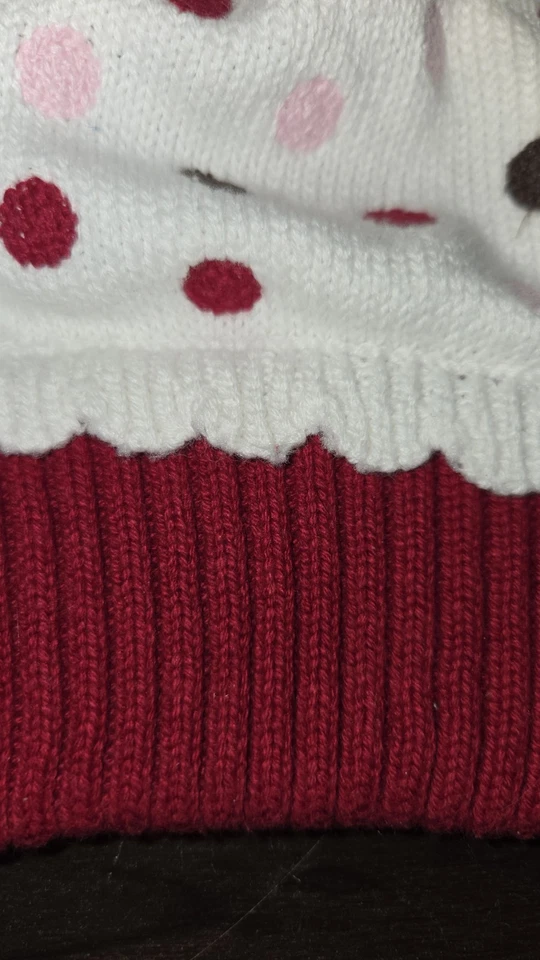 Suéter Gymboree Tejido Cupcake Rojo Lunares Multicolor Botón Gorro 2T-3T Foto 4 de 4