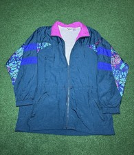 Reebok Retro Vintage Windbreaker Womens Large 24x31 Colorful 90s Hip Hop Jacket