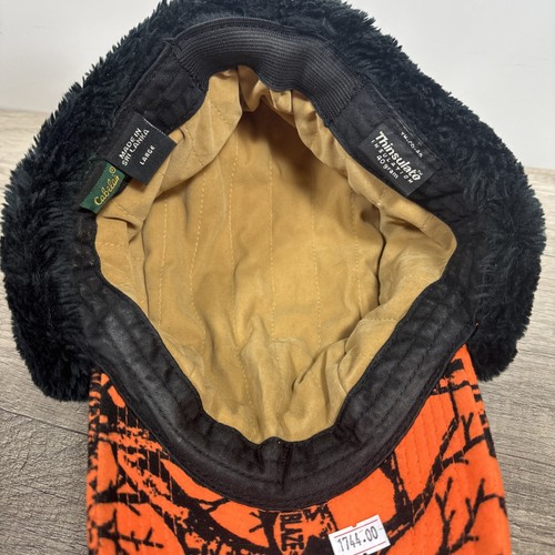Cabela's L Gore-Tex Thinsulate Blaze Orange Camo Hunting Trapper Hat Earflaps - Picture 13 of 18