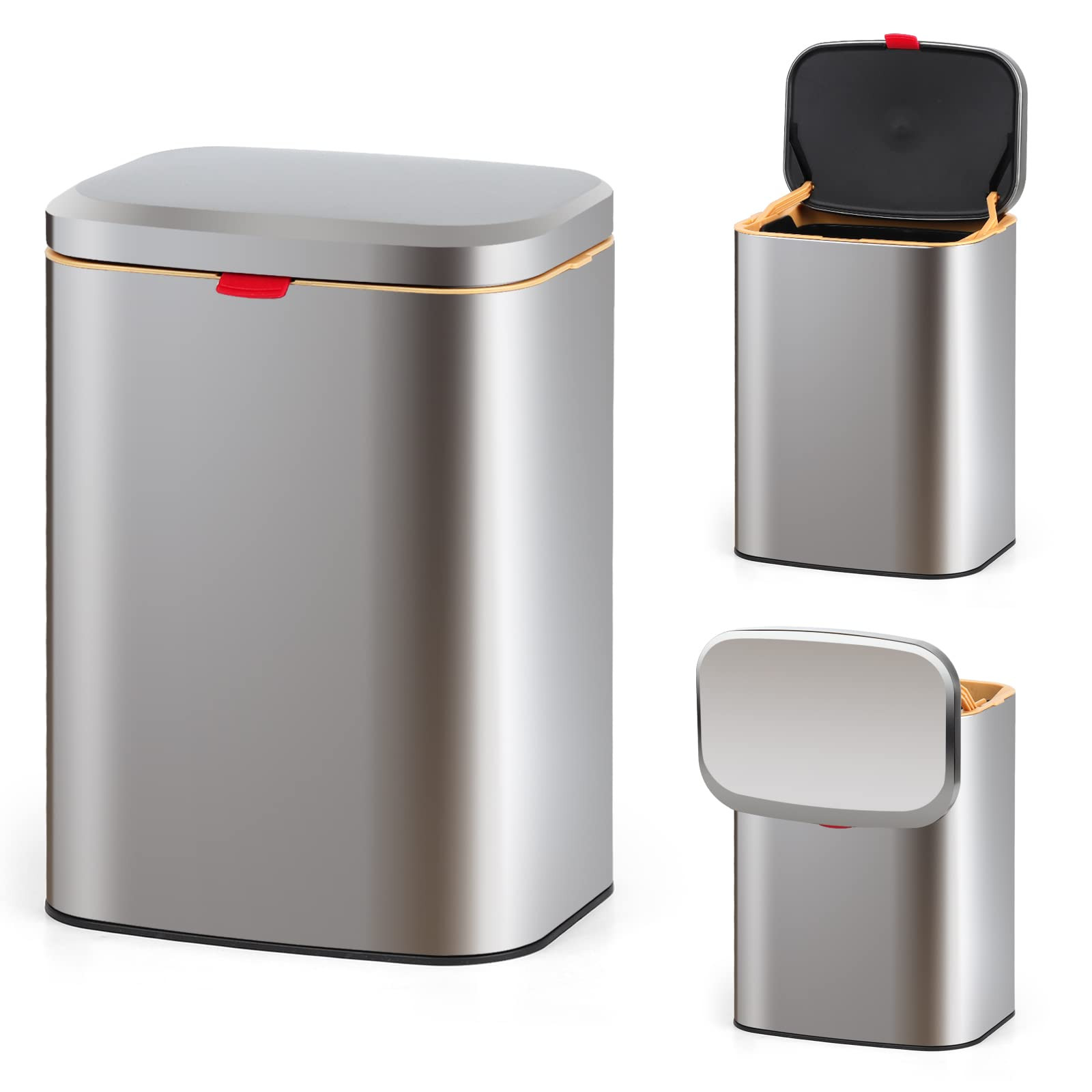 Hanging Trash Can Compost Bin with Lid for Kitchen Cabinet DoorStainless Ste