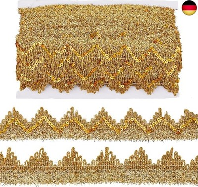 SUPERFINDINGS 14.22 Yard Goldener Spitzenbesatz 13m Dreieck Perlen