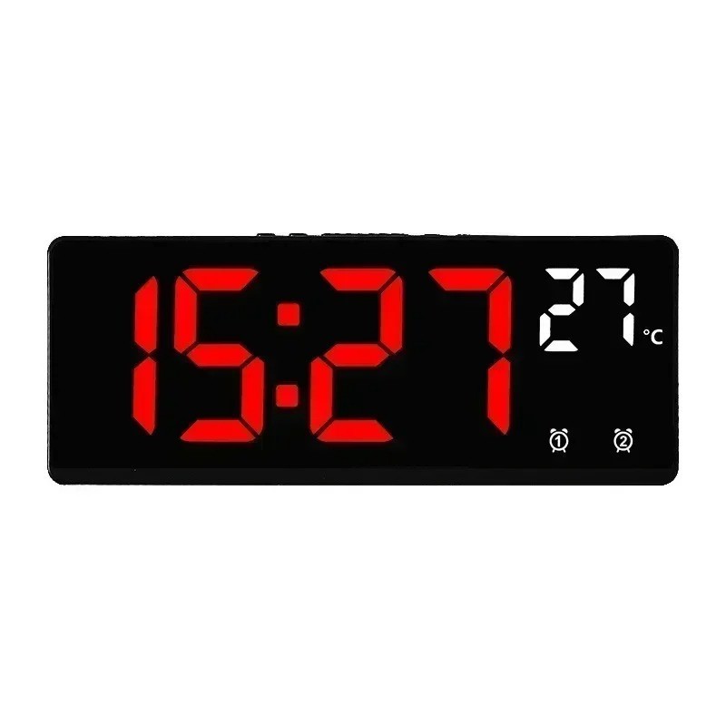 Large Digital Alarm Clock LED Temperature Voice Control Dual Alarm Snooze 12 / 24 H