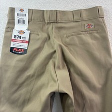 Dickies 874 Original Fit Flex Work Pants Mens 34x34 Beige Classic Straight NWT