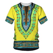 Mens Short Sleeve Shortline African Dashiki Dress Shirt Ethnic Totem Print Tops