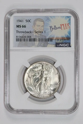 1941 WALKING LIBERTY HALF DOLLAR NGC MS66