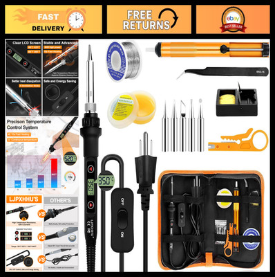 80W Soldering Iron Kit with LCD Display, Adjustable Temp 180-520 , 13-in-1 Tools