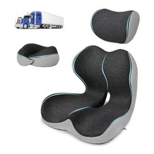 Truck Driver Seat Cushion Set - Memory Foam for Lower Back Sciatica Pain