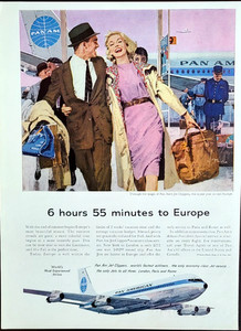 Pan Am Airlines Original 1959 Vintage Print Ad Wall Art
