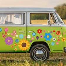 Fuutreo 12 Sheets Daisy Stickers 130 Pcs Flower Car Mix Style, Bright Color