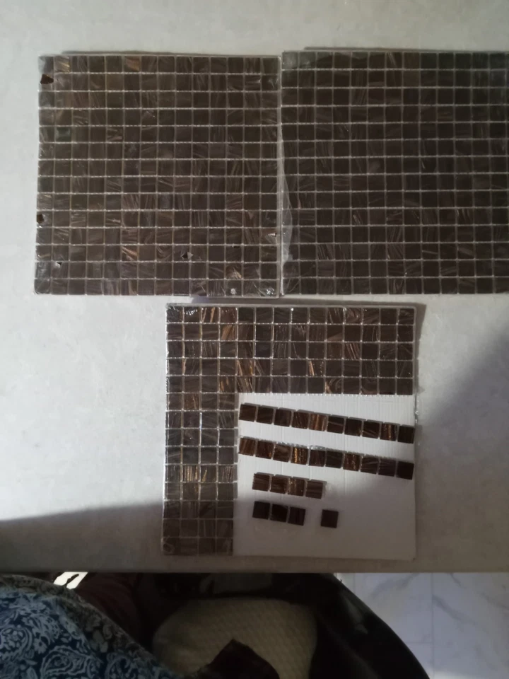 Telhas cerâmicas de parede 3/4" 2 1/2 12x12" folhas listras de cobre marrom brilho - Imagem 3 de 4