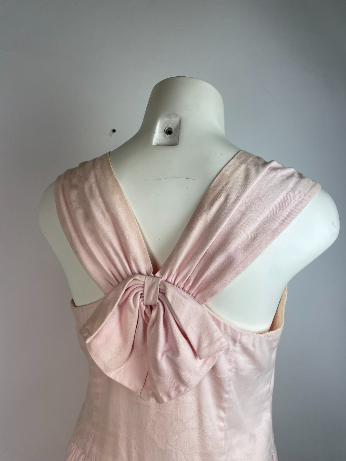 Vintage 80s LANZ jacquard Dress + Back Bow Prairie Destroyed Damaged 32" S