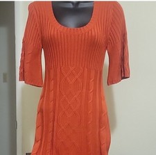 Pink Rose Medium Orange Knit Sweater Dress