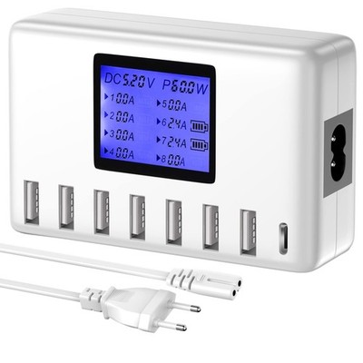 8 Fach USB Schnellladestation Hub Mehrfach LCD Multi USB Port Ladegerät Adapter