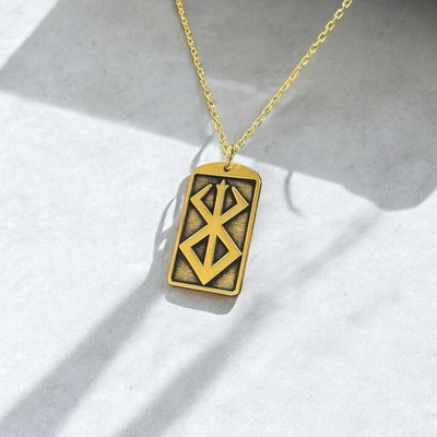 Berserk Card Necklace 925 Sterling Silver Engraved Necklace US Duty Free